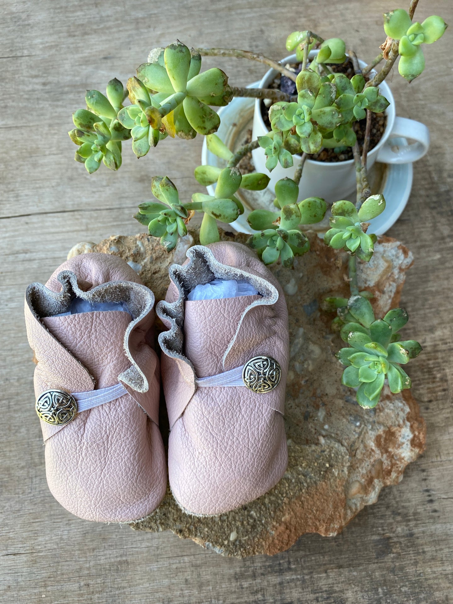 Button Bootie - Dusty Pink Leather