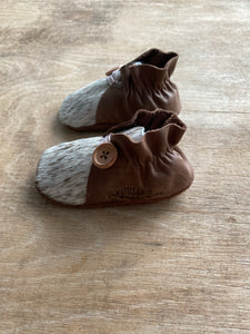 Button Bootie - Brown Leather & Cowhide