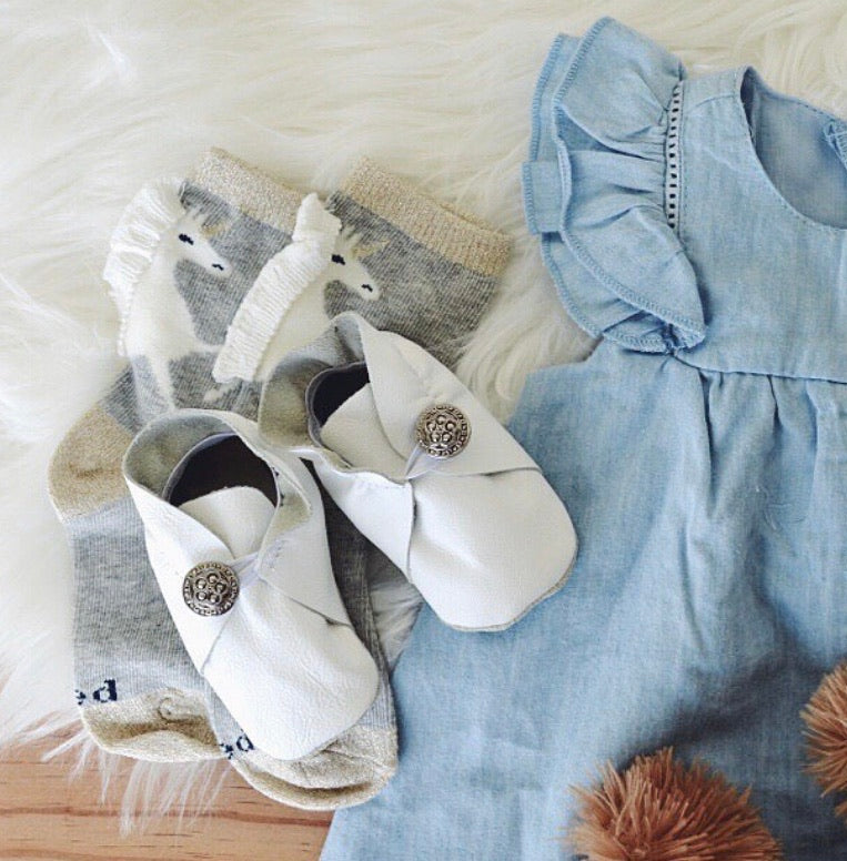 Button Bootie - White