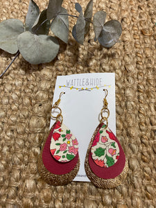 Leather and Liberty Floral Print Earrings