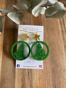 Circle Christmas Tree Earrings