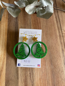 Circle Christmas Tree Earrings